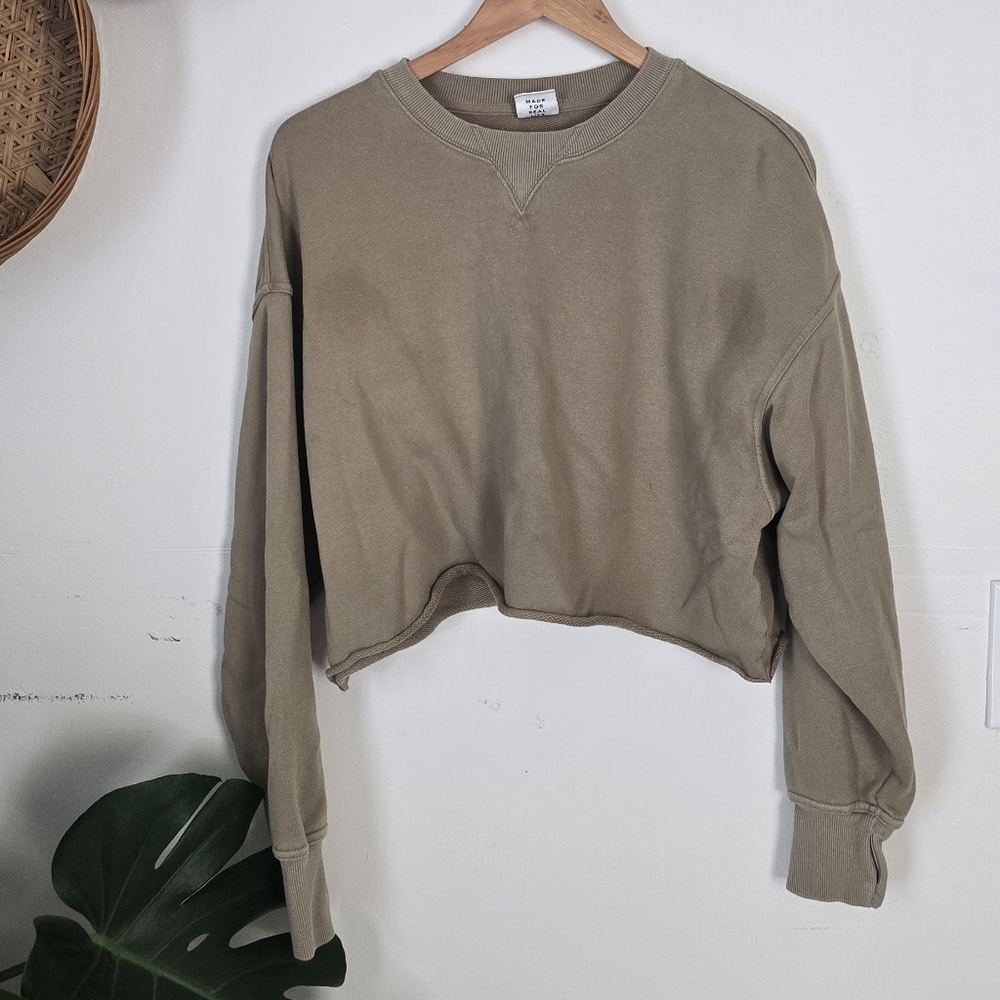Aerie Cropped Tan Sweatshirt
